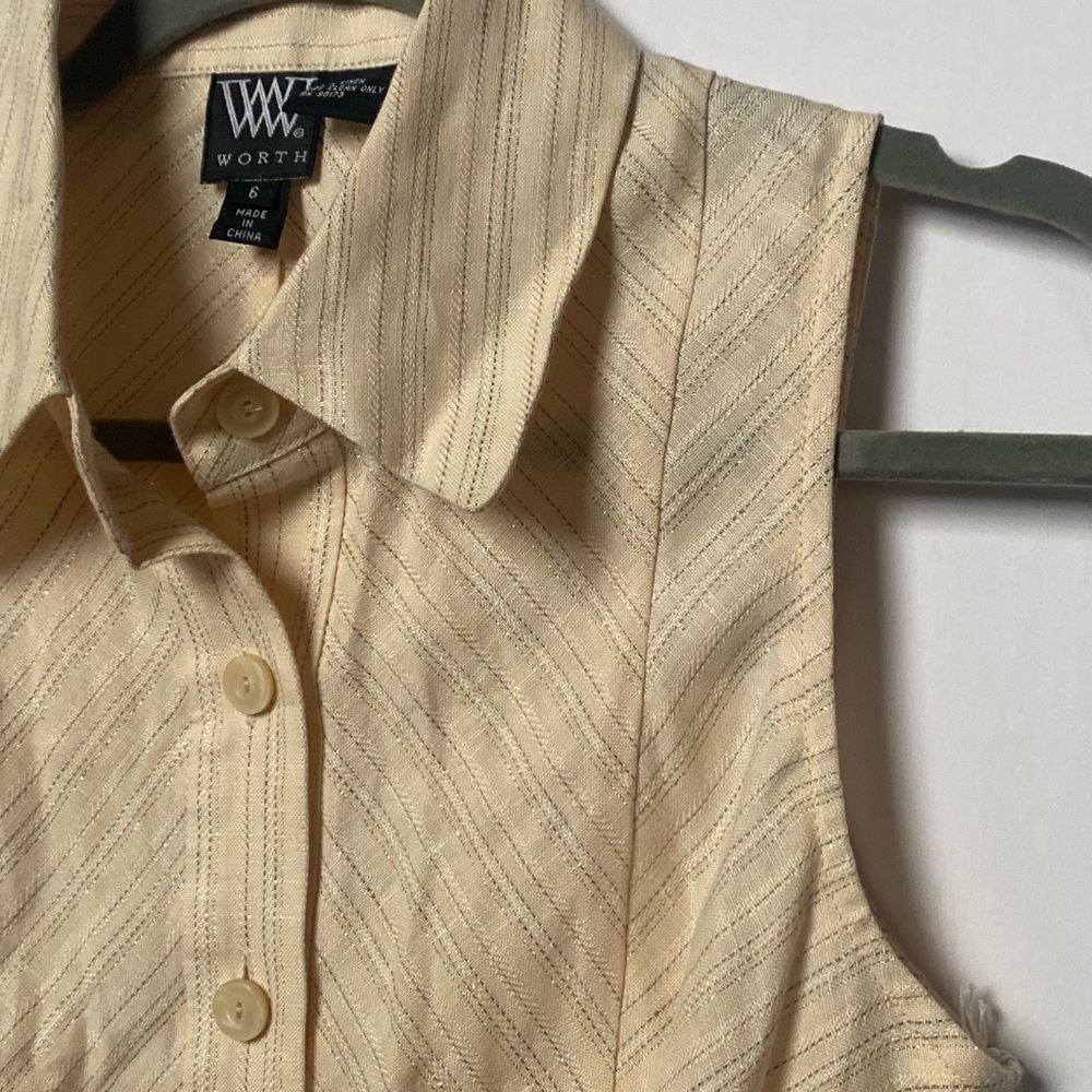Worth - Cream Button-Up Top 100% Linen - Picture 6 of 9
